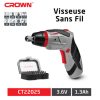 مفك براغي لاسلكي من كراون يعمل بإتجاهين مع مقبض قابل للدوران وبطارية مدمجة Crown Visseuse Sans Fil 3.6V Technologie Lithium-ion CT22025