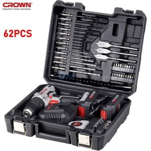 Crown Kit 62PCS Visseuse a percussion sans fil 2 Batteries 20V MAX 2Ah avec valise - CT21102H-2-(62)EK